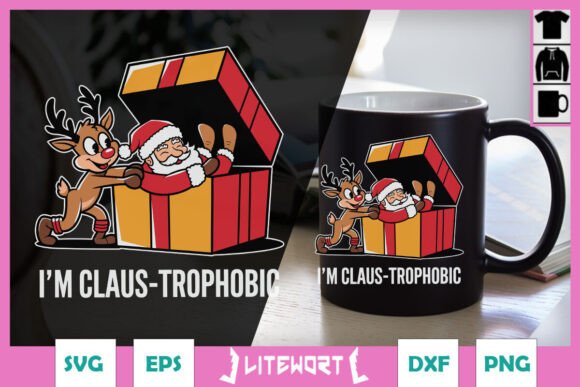 Claus-trophobic Funny Christmas SVG Graphics and Crafts