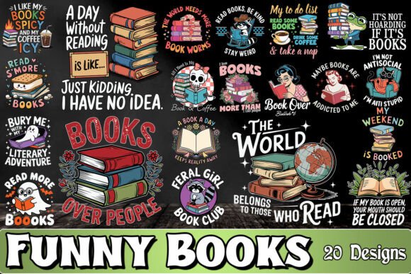 Cute Funny Books SVG Bundle: Graphics and Crafts for Bookish Branding