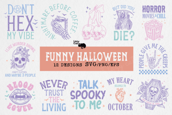 Funny Halloween SVG PNG Bundle: Graphics for Crafts