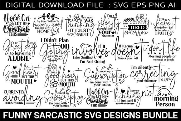 Funny Sarcastic SVG Designs Bundle: Graphics and Crafts for Branding