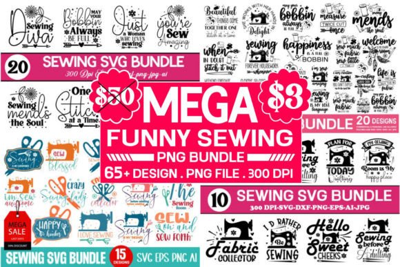Funny Sewing Svg Bundle,65 Design Graphics for Crafts