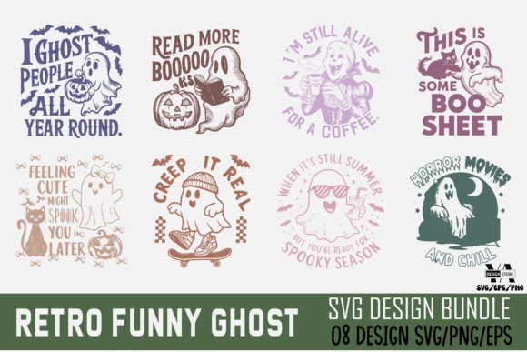 Retro Halloween Funny Ghost SVG Bundle: Graphics and Crafts Review