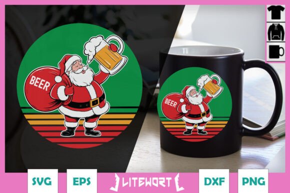 Santa Drinking Beer Funny Christmas SVG Graphics and Crafts Review