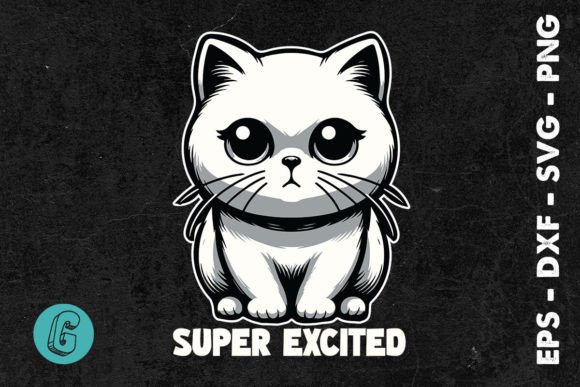 Super Excited Funny Cat SVG Graphics for Crafts